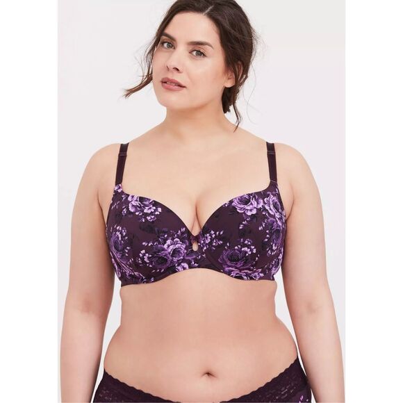 Torrid Curve NWOT Floral 360 Back Smoothing Perfect T-Shirt Bra Purple Size 44DD - Picture 1 of 8